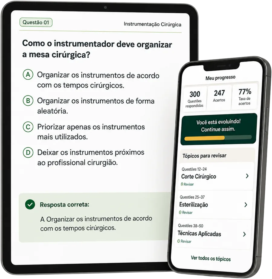 Simulado em tablet e celular